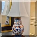 DL07. Imari porcelain lamp. 26”h 